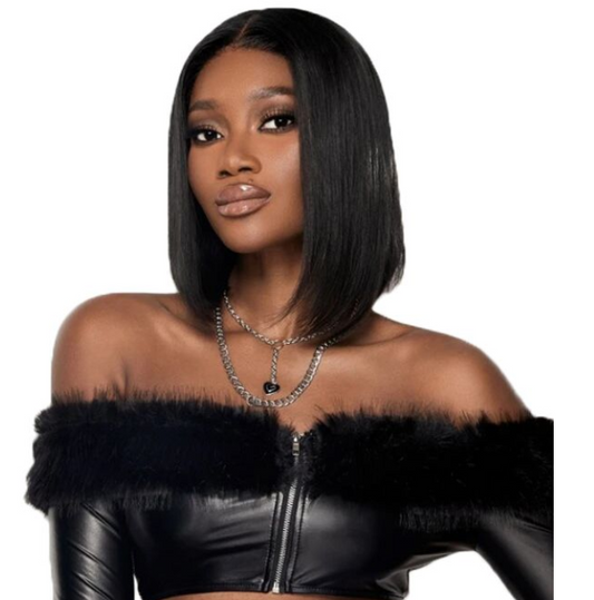 Wear&Go Brazilian Human Hair Bob Wig Brazilian Human Hair, 10inch, Glueless 4x4 Lace Wig, Virgin Human Hair